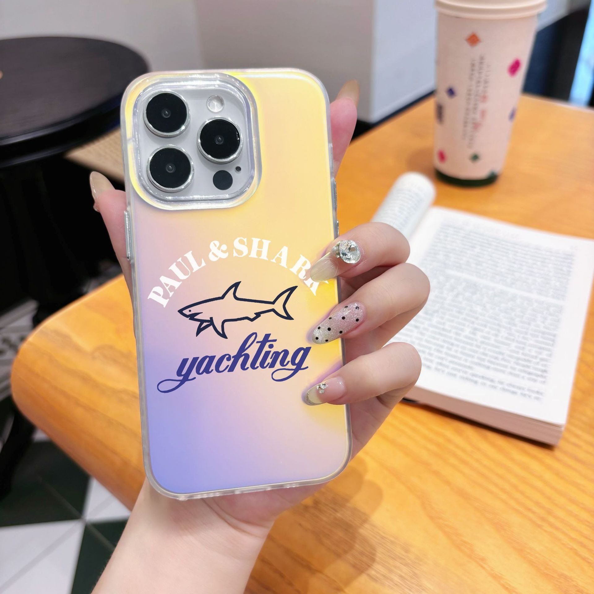Stylish Designer Phone Case For iPhone XR XS 11 12 13 14 15 16 Pro Max Gradient Stone Paul and Shark Trendy Case