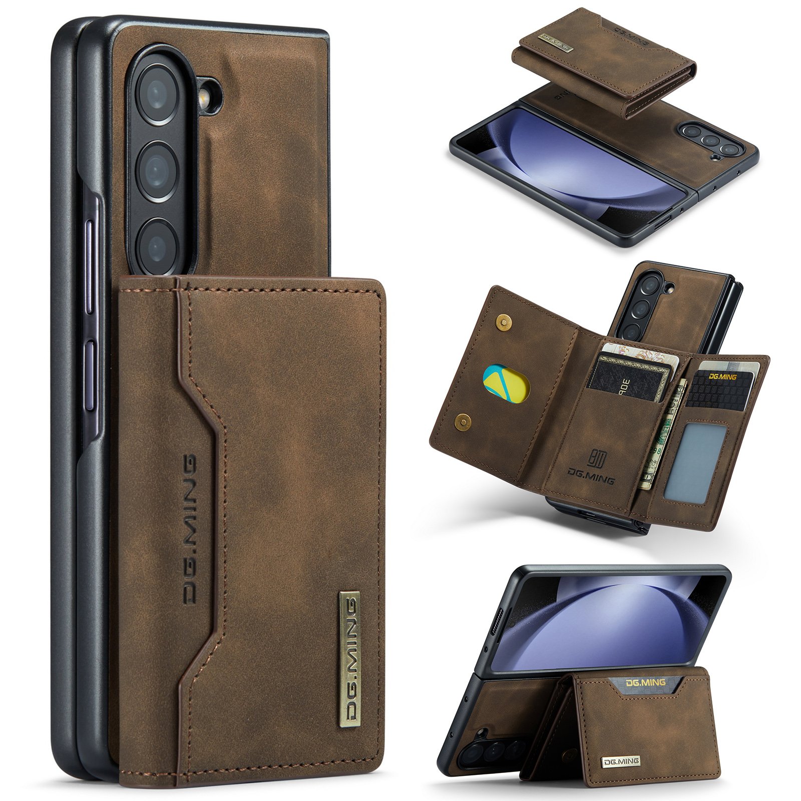 For Z Fold 6 Case, Luxury Detachable Wallet Card Holder Magnetic Leather Phone Cover Case for Samsung Galaxy Z Fold 3 4 5 6