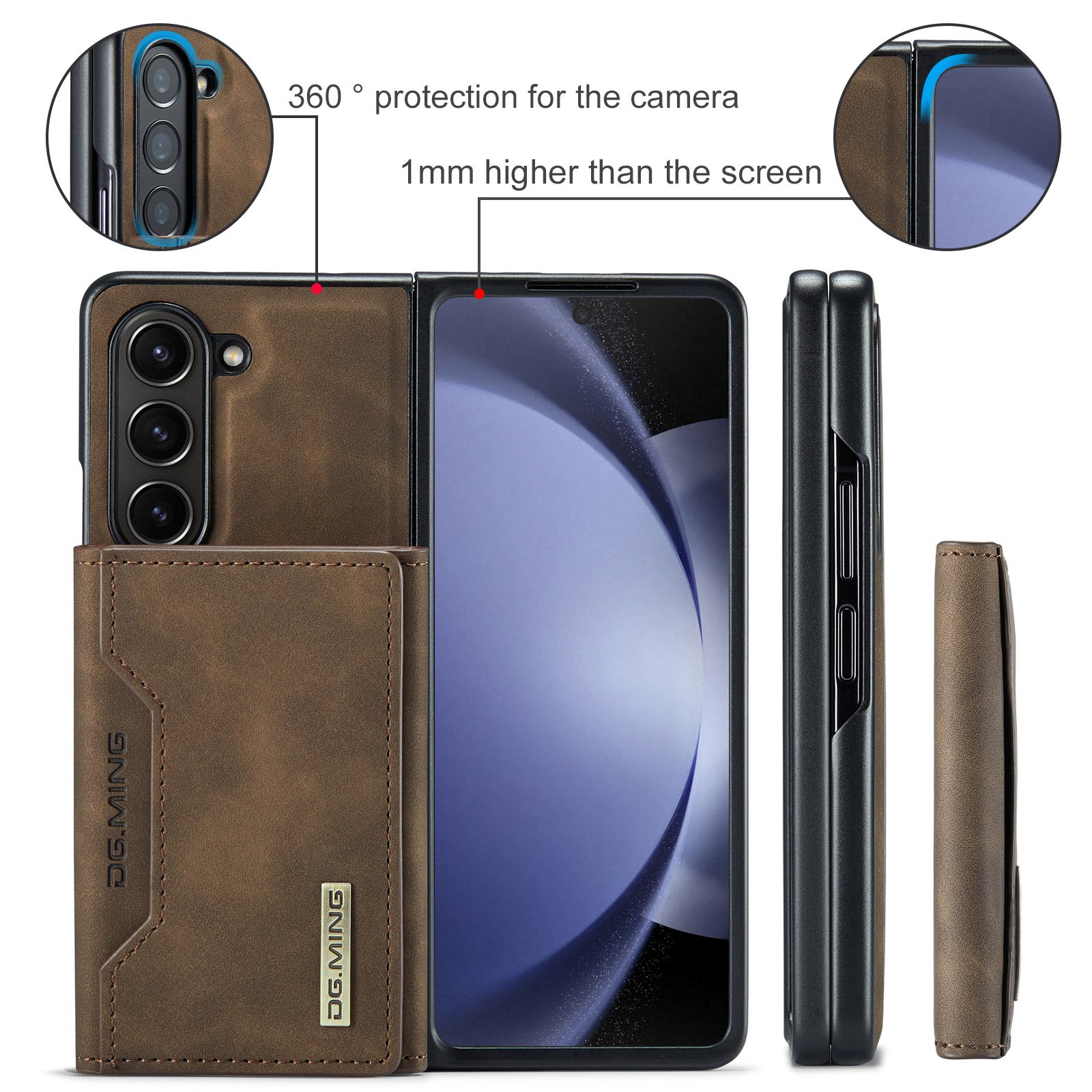 For Z Fold 6 Case, Luxury Detachable Wallet Card Holder Magnetic Leather Phone Cover Case for Samsung Galaxy Z Fold 3 4 5 6