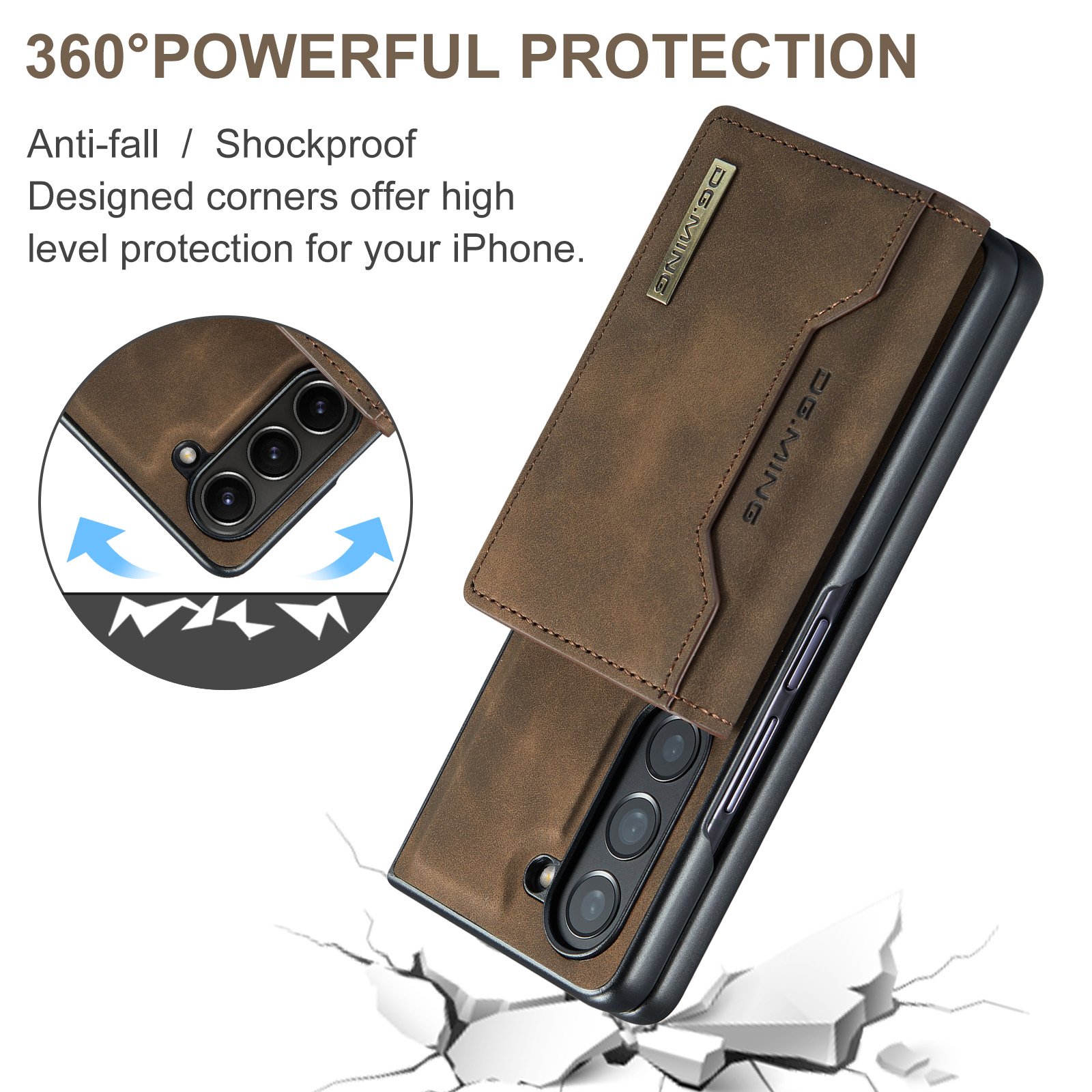For Z Fold 6 Case, Luxury Detachable Wallet Card Holder Magnetic Leather Phone Cover Case for Samsung Galaxy Z Fold 3 4 5 6