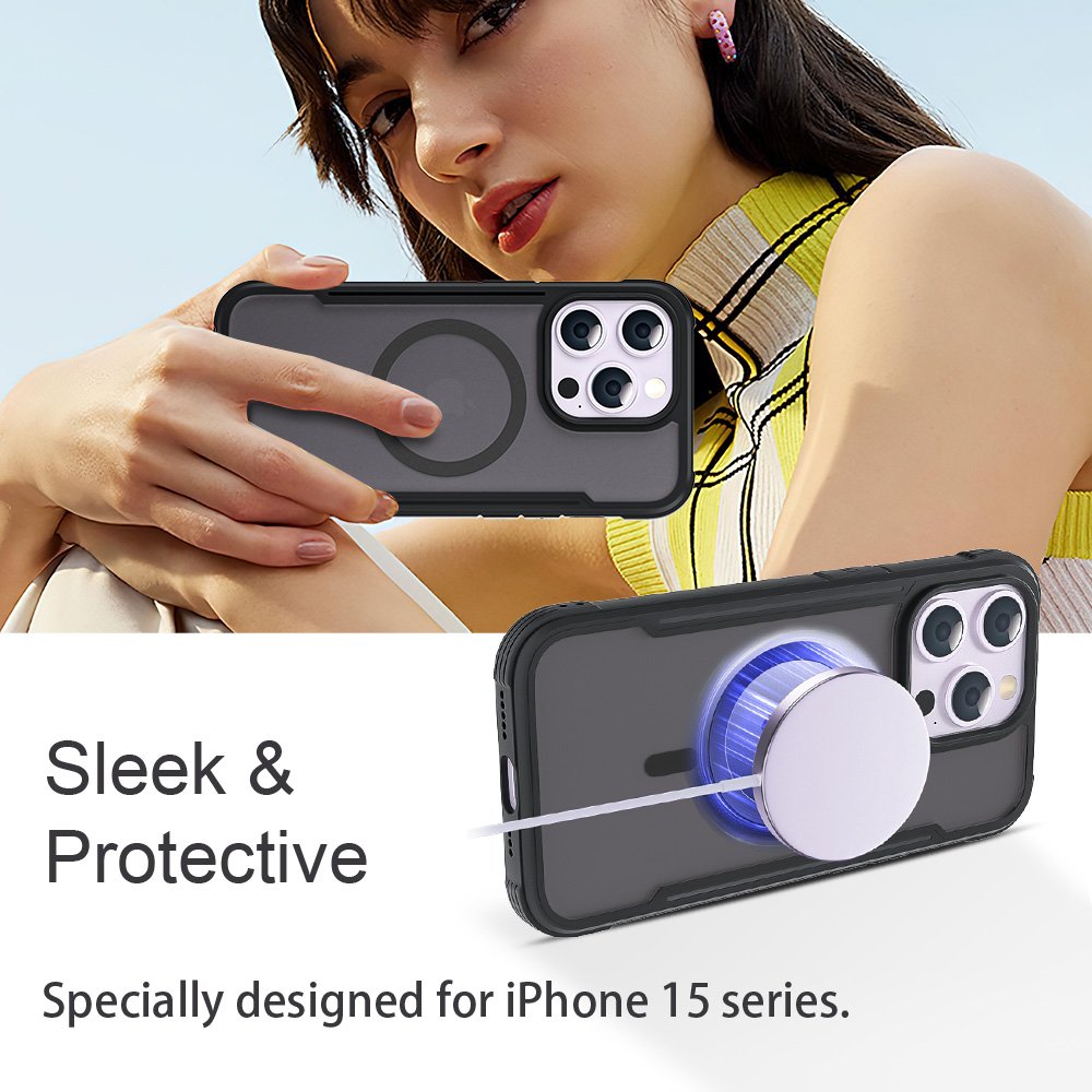 Premium Matte Case For iPhone 15 Magnetic Wireless Charging Phone Cover For iPhone 15 Pro Max TPU Shockproof Case