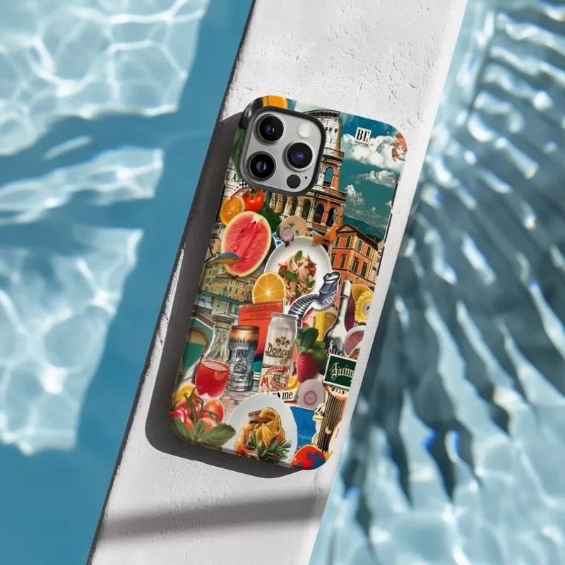 Italian Watercolor Collage Phone Case For IPHONE 15PRO MAX 14 13 12 11 PRO Plus 15pro Acrylic TPU Two in one Mobile Phone Cases