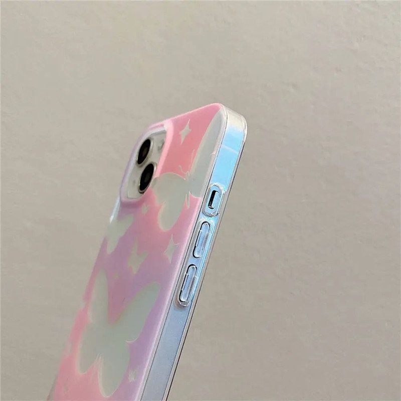 Luxury Cute Glitter Laser Butterfly Acrylic Hard PC Shockproof Soft Cover Phone Case For iPhone 15 Pro Max 11 13 14 12ProMax