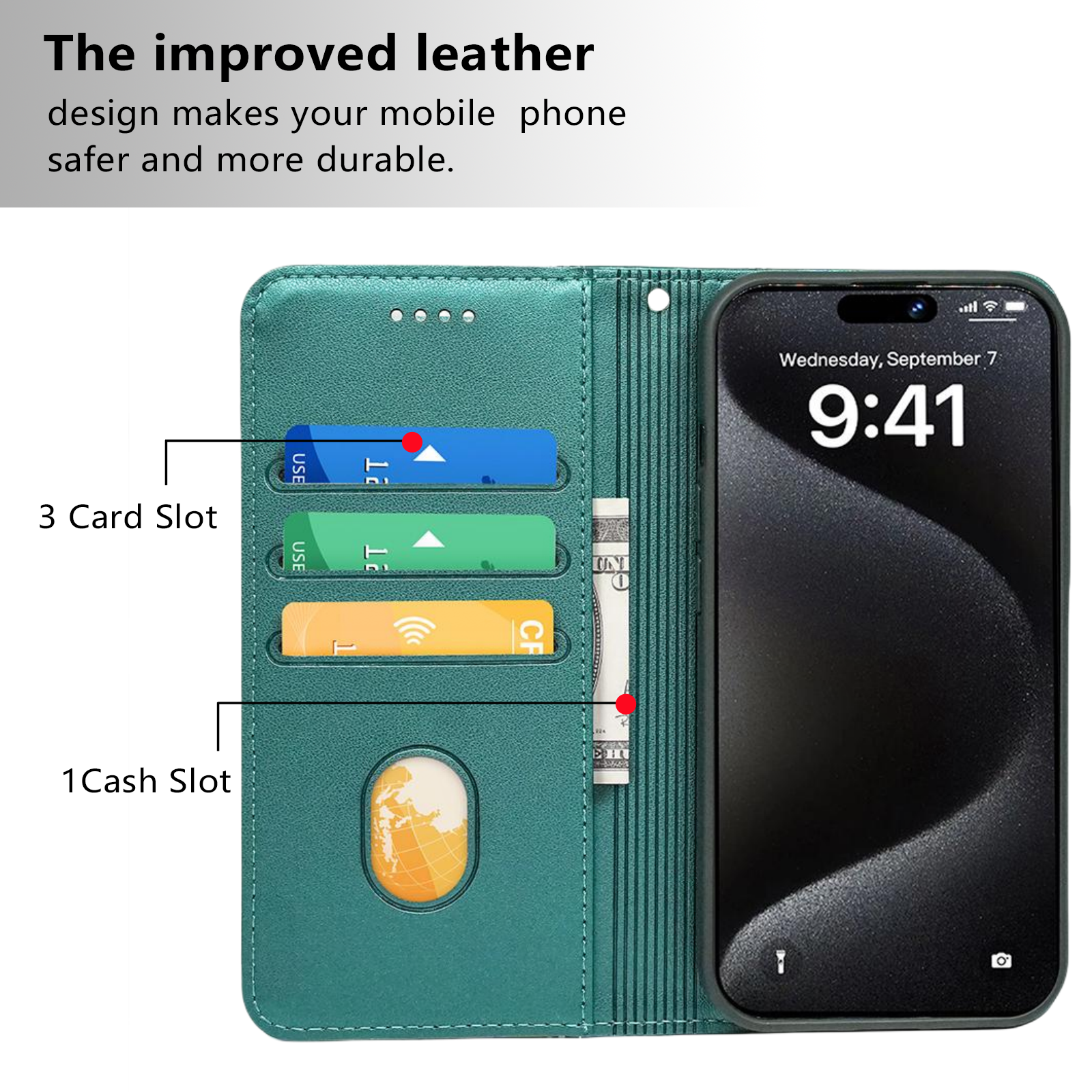 Wallet Mgnetic Card Holder Leather Phone Case for iPhone 15 Plus 16 Pro Max Flip PU Bags Mobile Phone Cover