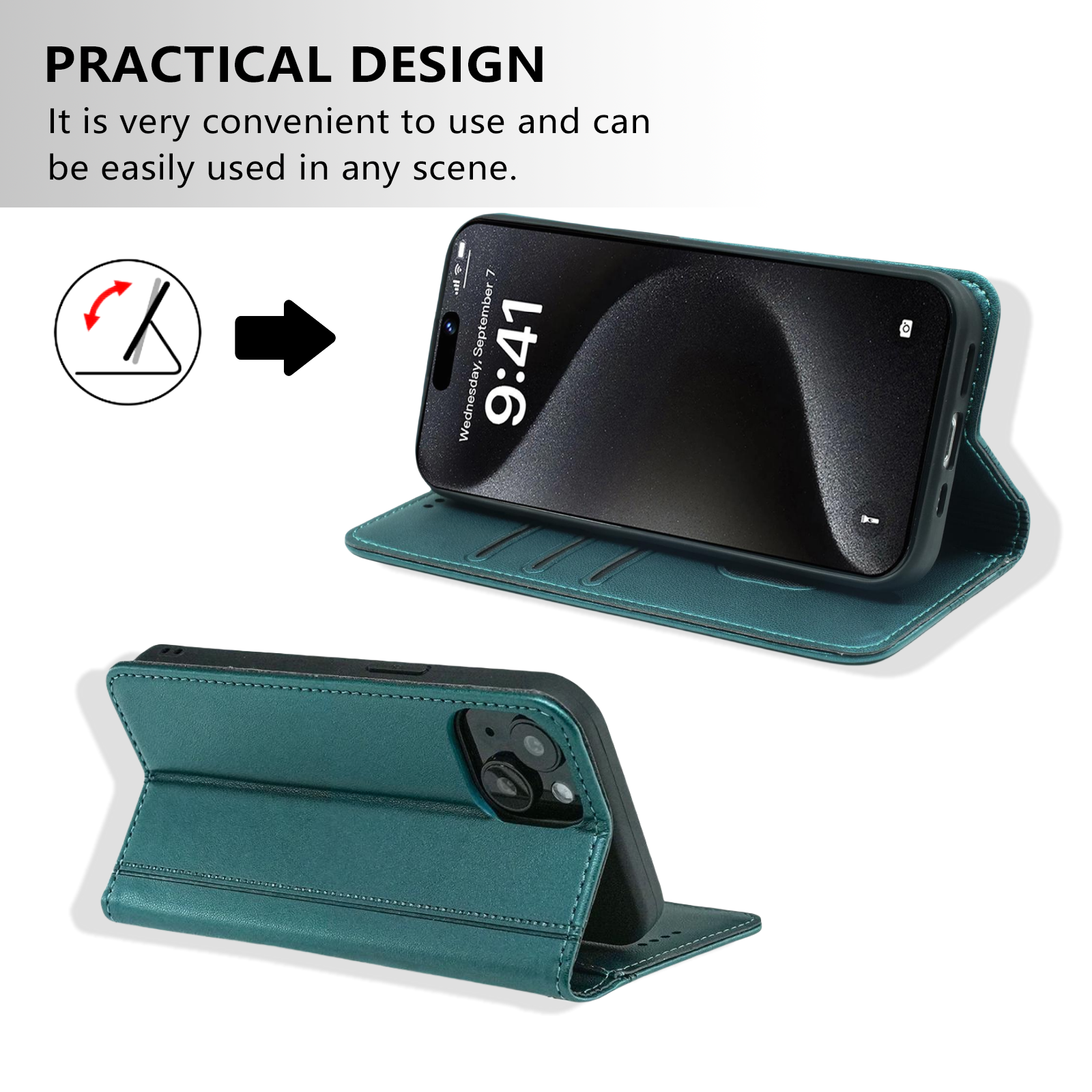Wallet Mgnetic Card Holder Leather Phone Case for iPhone 15 Plus 16 Pro Max Flip PU Bags Mobile Phone Cover