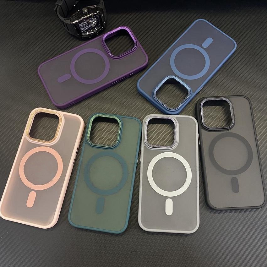 Premium Matte Frosted Translucent Phone Case For iPhone 16 15 pro max 14 13 12 11 TPU PC Magnetic Wireless Charging Clear Case