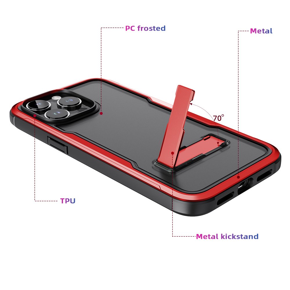 Factory Custom 3-in-1 Aluminum armored High Protection Mobile phone case with kickstand for iPhone 13 14 Pro Max 14 Plus