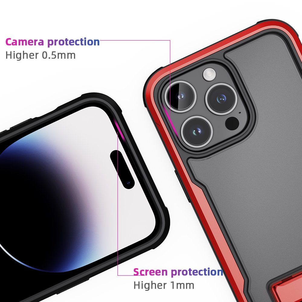 Factory Custom 3-in-1 Aluminum armored High Protection Mobile phone case with kickstand for iPhone 13 14 Pro Max 14 Plus