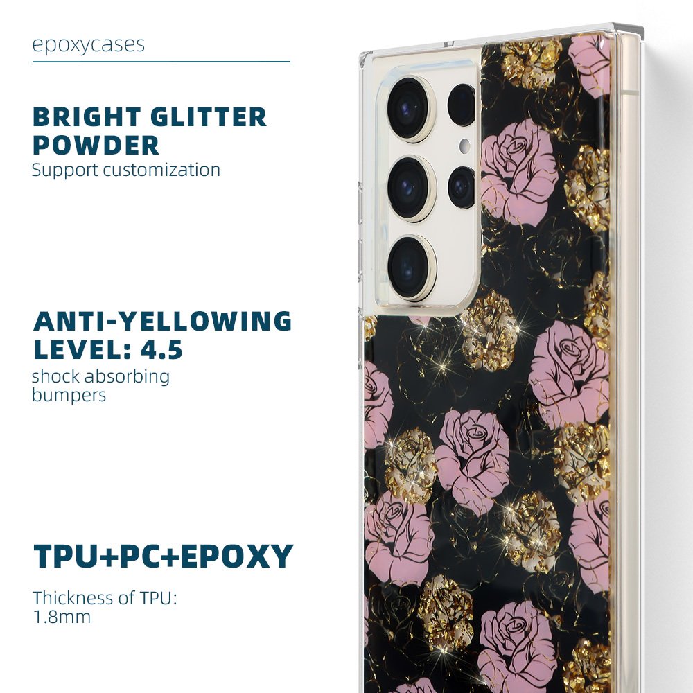 for Galaxy S24 S23 Ultra Phone Case UV Printing Glitter Bling Shockproof Mobile Phone Cases for Samsung s24 s23 s22 ultra case