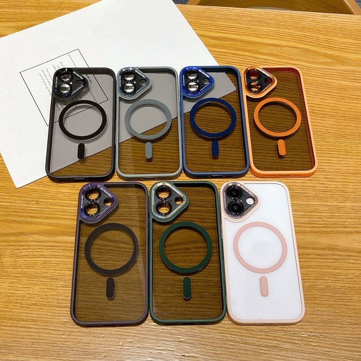 Metal Lens Protect TPU Acrylic Transparent Magnetic Mobile Phone Case For iPhone 16 15 14 Promax Wireless Charging Back Cover