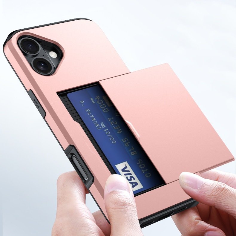 for iPhone 16 Case with Card Holder, 2024 Heavy Duty Shockproof Hidden Card Slot Wallet Mobile Phone Cover for iPhone 16 Pro Max