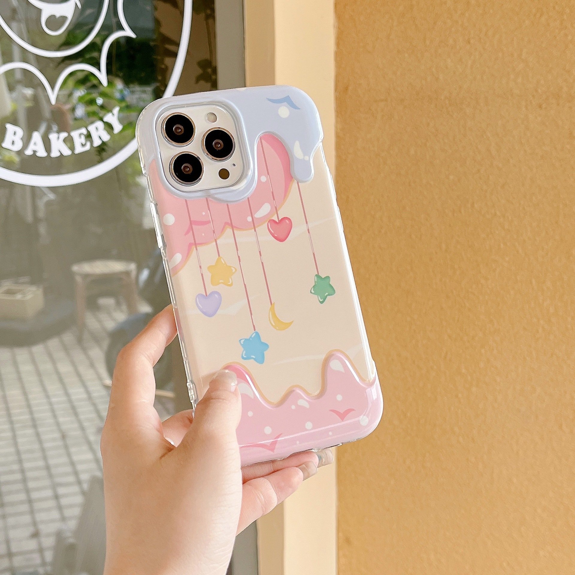 Cartoon Cute Cream Heart Star Silicone Mobile Phone Case For iPhone 16 15 14 13 12 Pro max Ice butter tpu Shockproof Back Cover