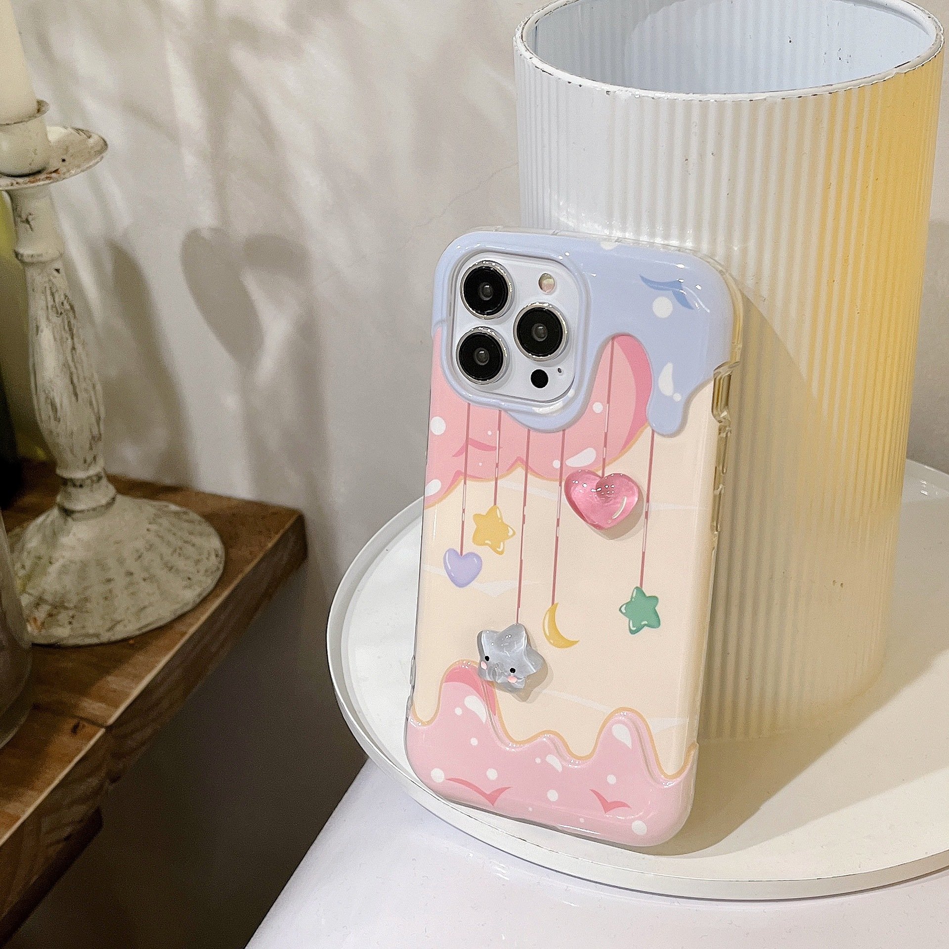 Cartoon Cute Cream Heart Star Silicone Mobile Phone Case For iPhone 16 15 14 13 12 Pro max Ice butter tpu Shockproof Back Cover