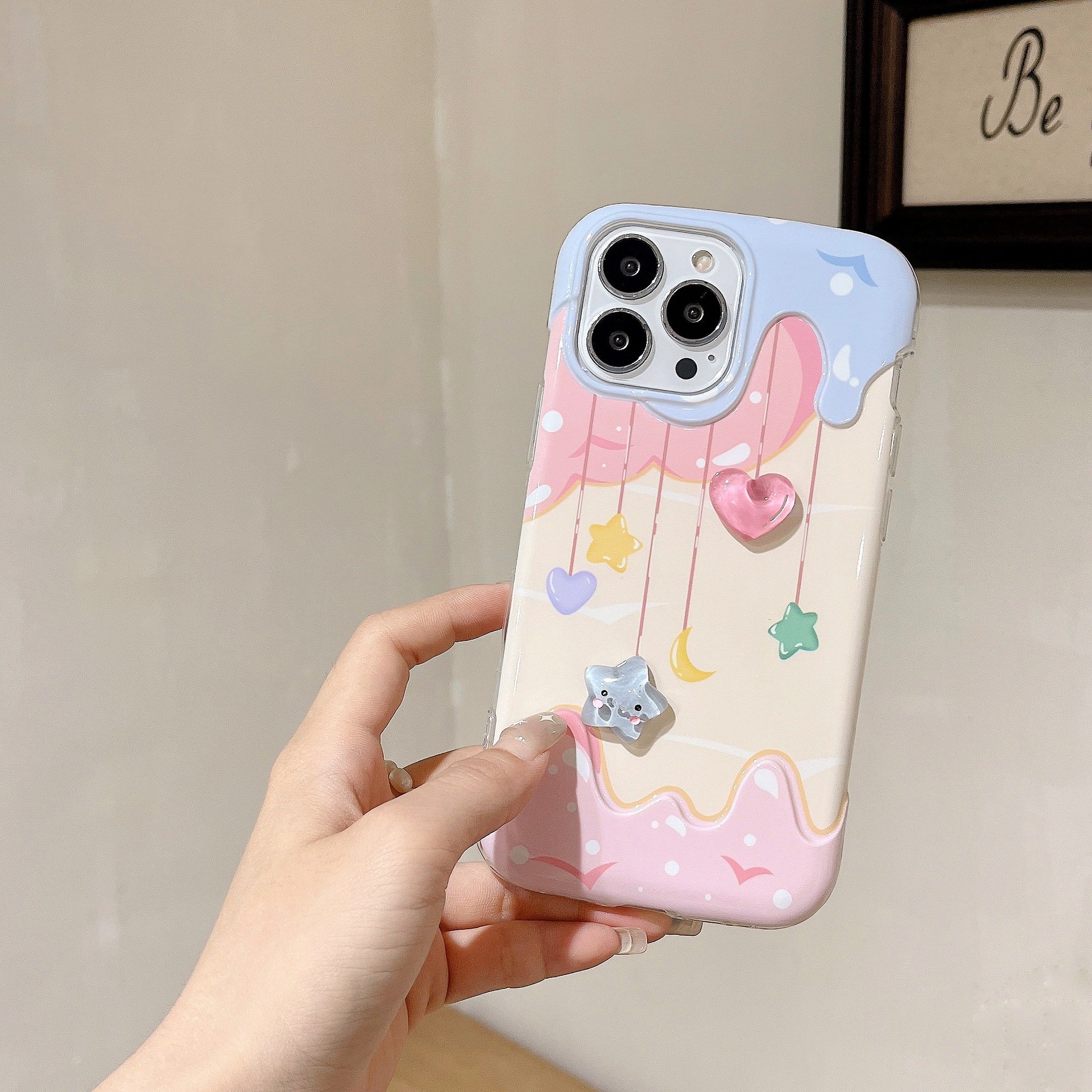 Cartoon Cute Cream Heart Star Silicone Mobile Phone Case For iPhone 16 15 14 13 12 Pro max Ice butter tpu Shockproof Back Cover