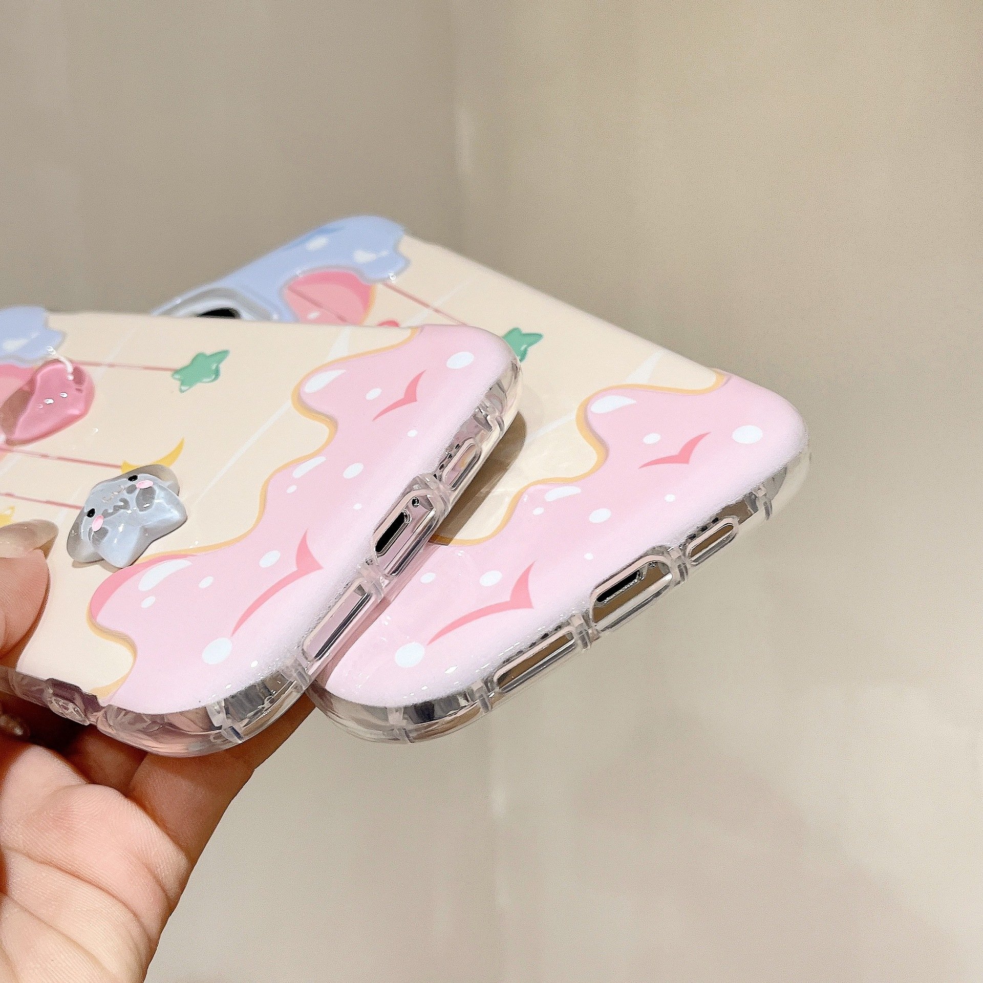 Cartoon Cute Cream Heart Star Silicone Mobile Phone Case For iPhone 16 15 14 13 12 Pro max Ice butter tpu Shockproof Back Cover