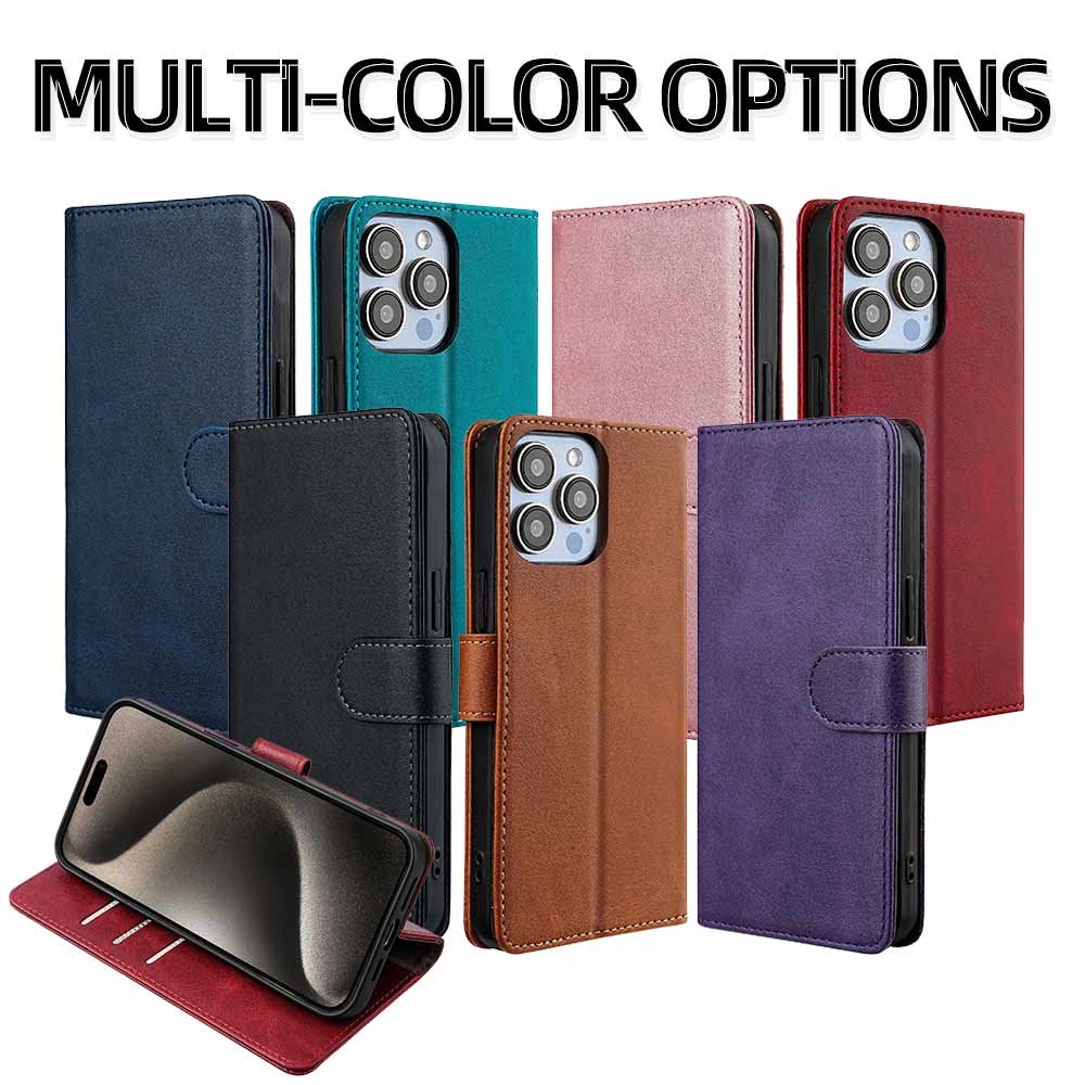Business Leather Phone Case For Galaxy S24 Ultra Pu Wallet Flip Mobile Phone Bags For iPhone 15 14 13 12 11 Pro Max card holder