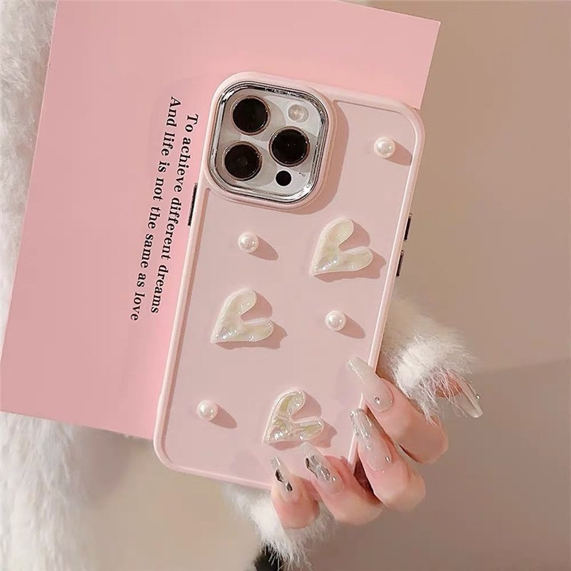 3D Cute Pearl Heart TPU Phone Case for IPhone 13 Pro Max Case 11 14 11 15 12 Pro Max XR X XS Shockproof Cover