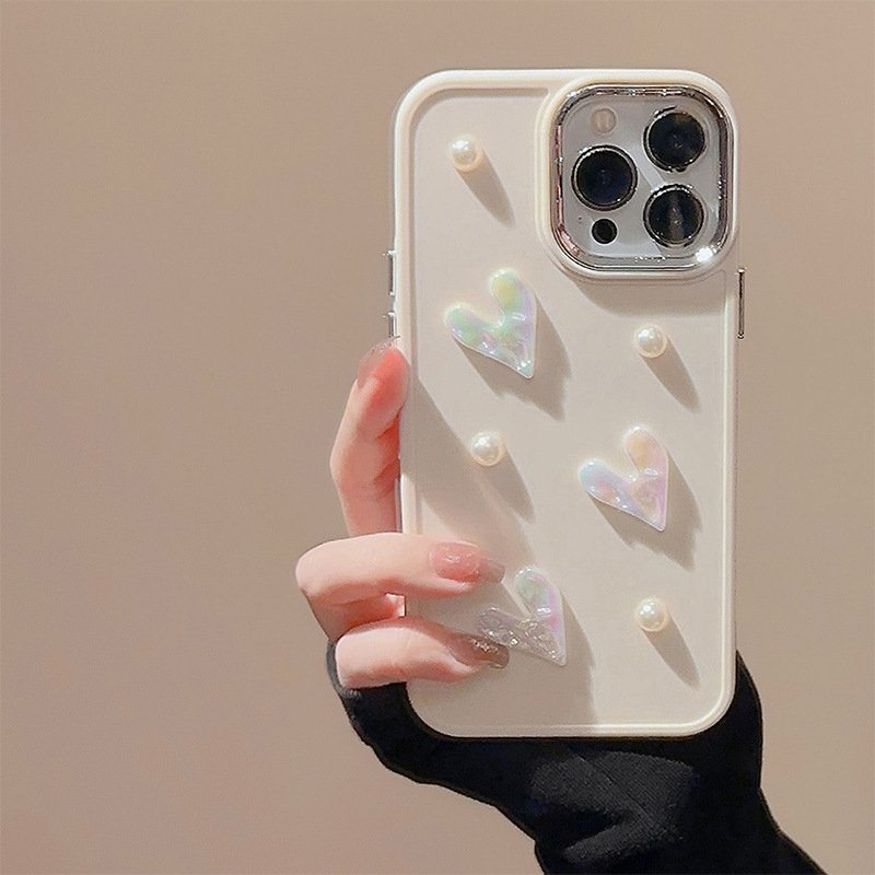 3D Cute Pearl Heart TPU Phone Case for IPhone 13 Pro Max Case 11 14 11 15 12 Pro Max XR X XS Shockproof Cover