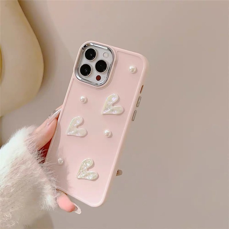 3D Cute Pearl Heart TPU Phone Case for IPhone 13 Pro Max Case 11 14 11 15 12 Pro Max XR X XS Shockproof Cover