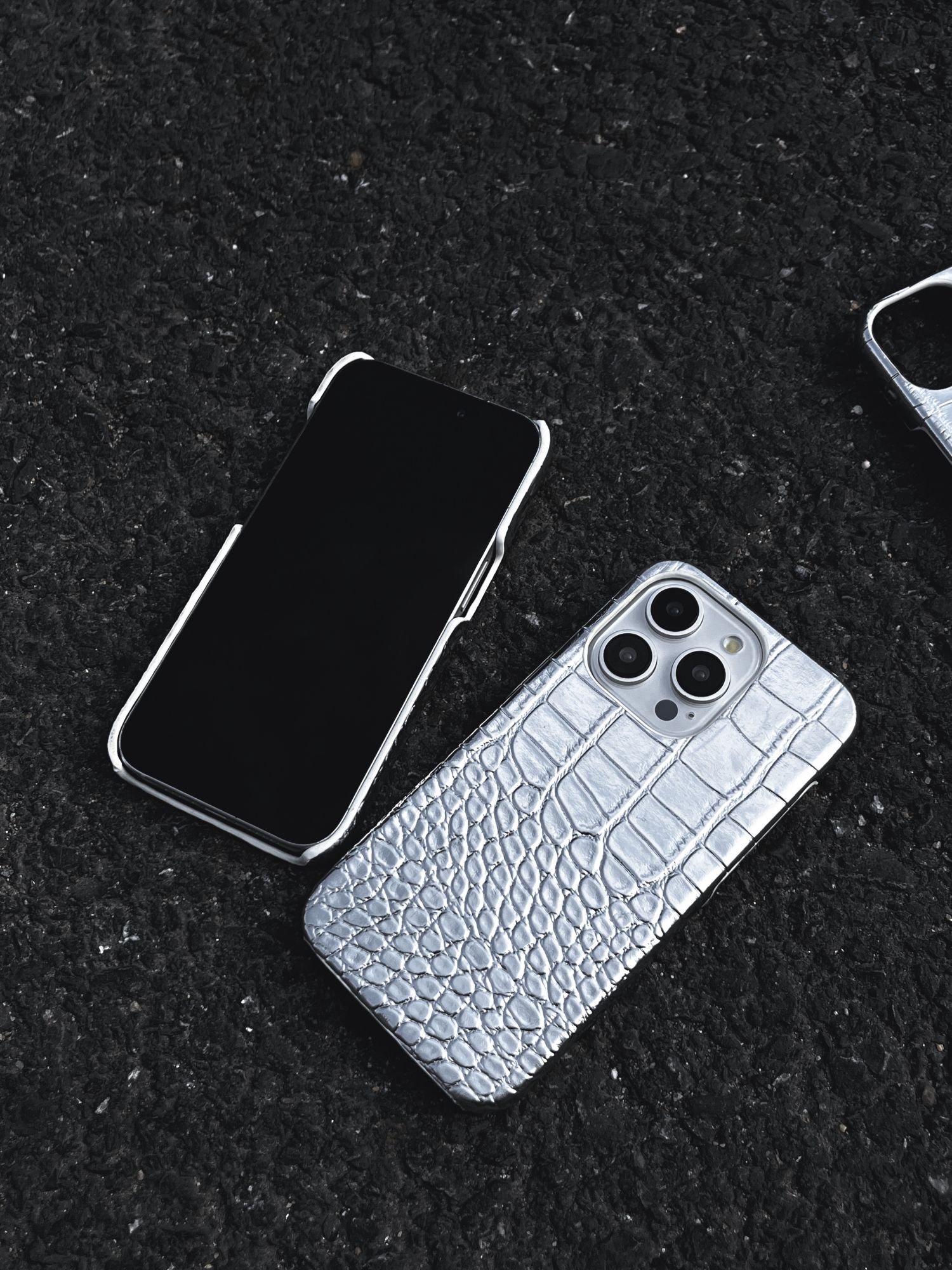 High Quality Silver Crocodile Patterned PU Leather Phone Case for iPhone 15 14 13 12 Pro Max 11