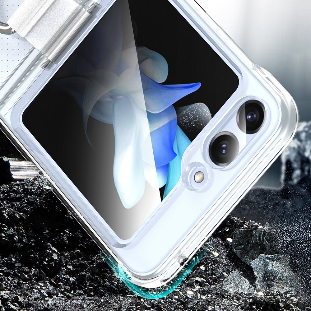 Folding Screen Protective Phone Cover with Finger Loop for Samsung Hard PC Clear Phone Case with Ring for Samsung Z Flip 5 4 3