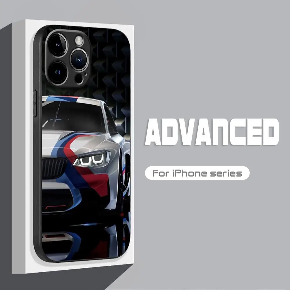 B-Blue Red Car For B-Bmwes-S Phone Case For IPhone 15 14 13 12 11 X XR XS XSMAX 8 7 Plus Mini Pro Max Soft Black Phone Cover