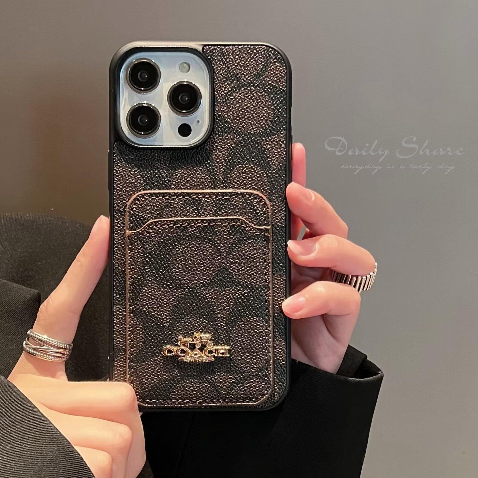 Popular fashion brand with card holder TPU Leather Phone case for iphone 15 14 13 12 11 plus/pro/pro max