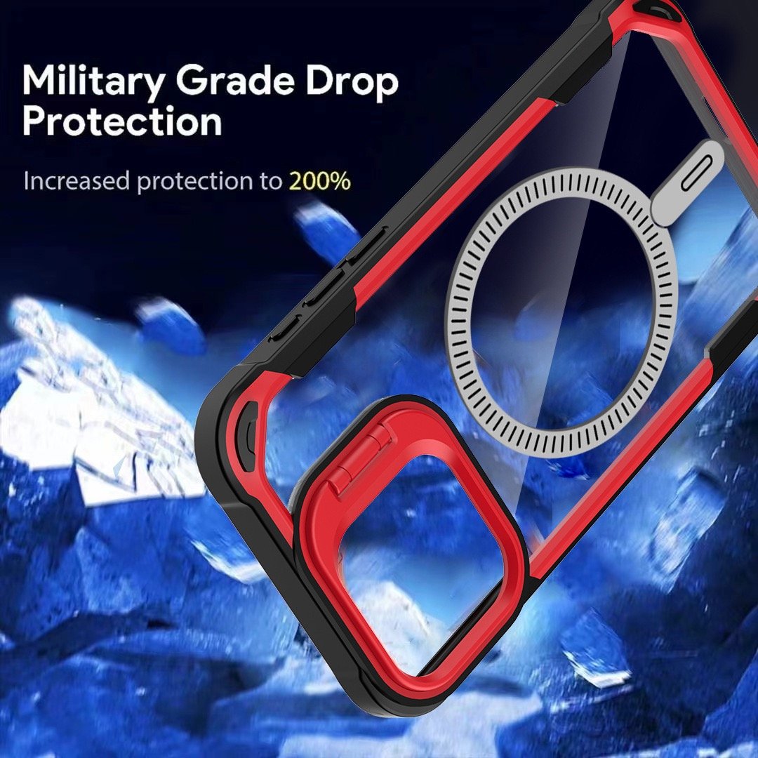 New TPU PC Clear Shockproof Back Cover Camera Stand Lens Bracket Design Transparent Mobile Phone Cases Custom For iPhone 16 Case