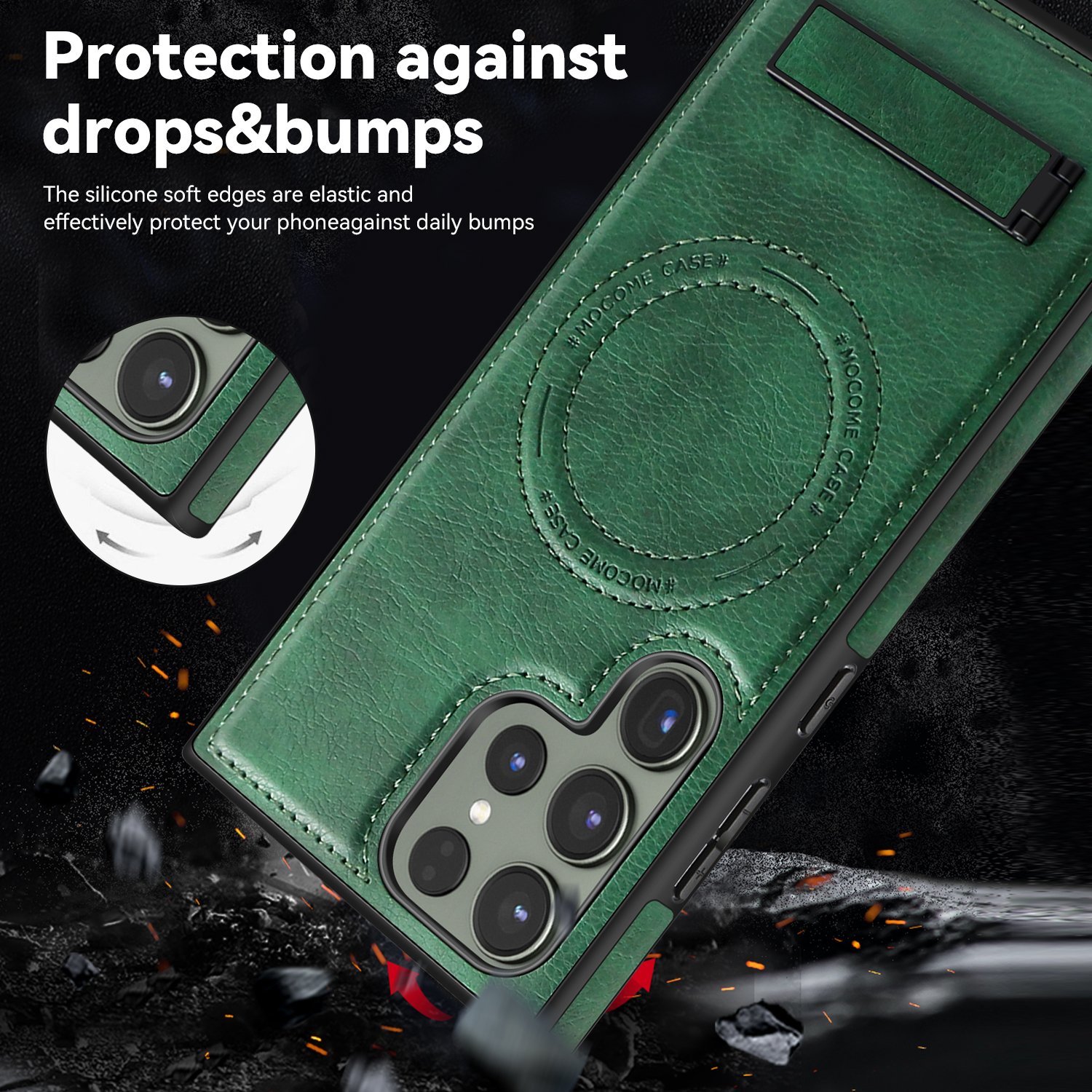 Rugged Magnetic Holder Phone Cases For S24 Ultra S23 Plus S22 iPhone 16 Pro Max 15 Plus 14 13 12 11 Leather Shockproof Cover