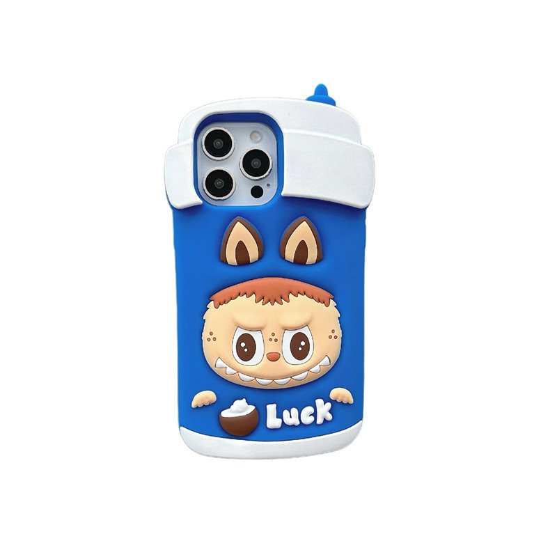 Hot sale cute cartoon Labubu Holder silicone shockproof mobile phone case for iPhone 16 Pro Max