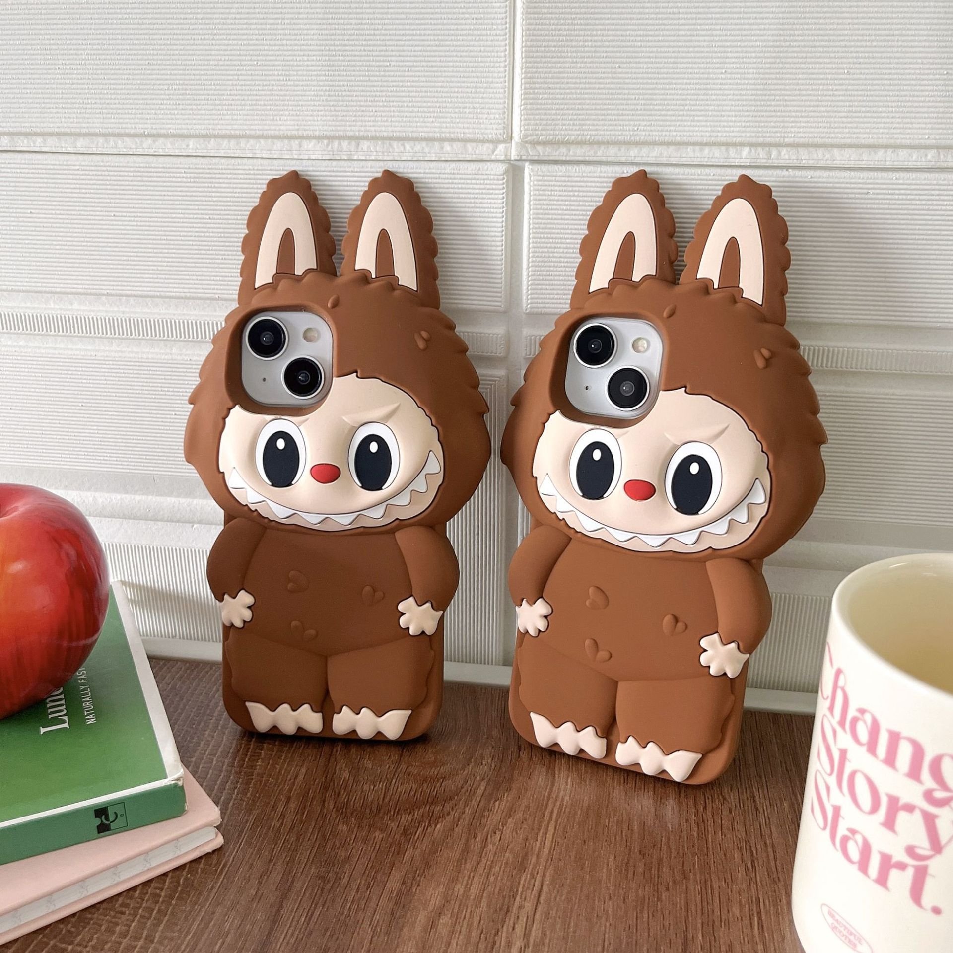 Hot sale cute cartoon Labubu Holder silicone shockproof mobile phone case for iPhone 16 Pro Max