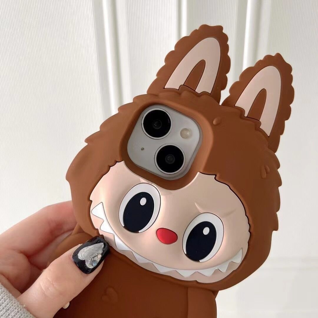 Hot sale cute cartoon Labubu Holder silicone shockproof mobile phone case for iPhone 16 Pro Max