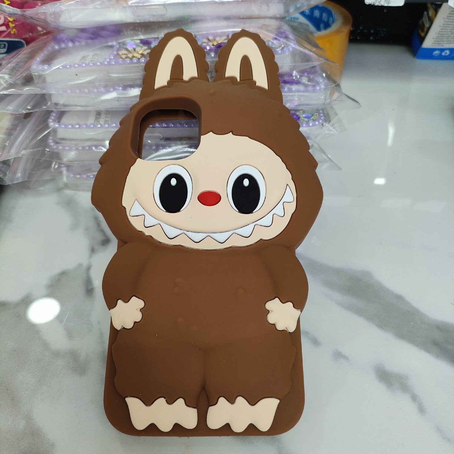 Hot sale cute cartoon Labubu Holder silicone shockproof mobile phone case for iPhone 16 Pro Max