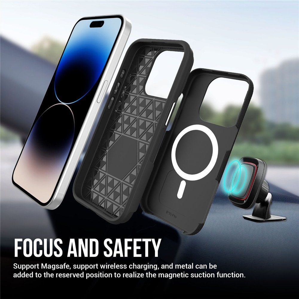 Detachable Anti Slip Triangle Design Chrome Button Shockproof hard PC Mobile Phone Cases For iPhone 15 Pro Max 14 13 12 11