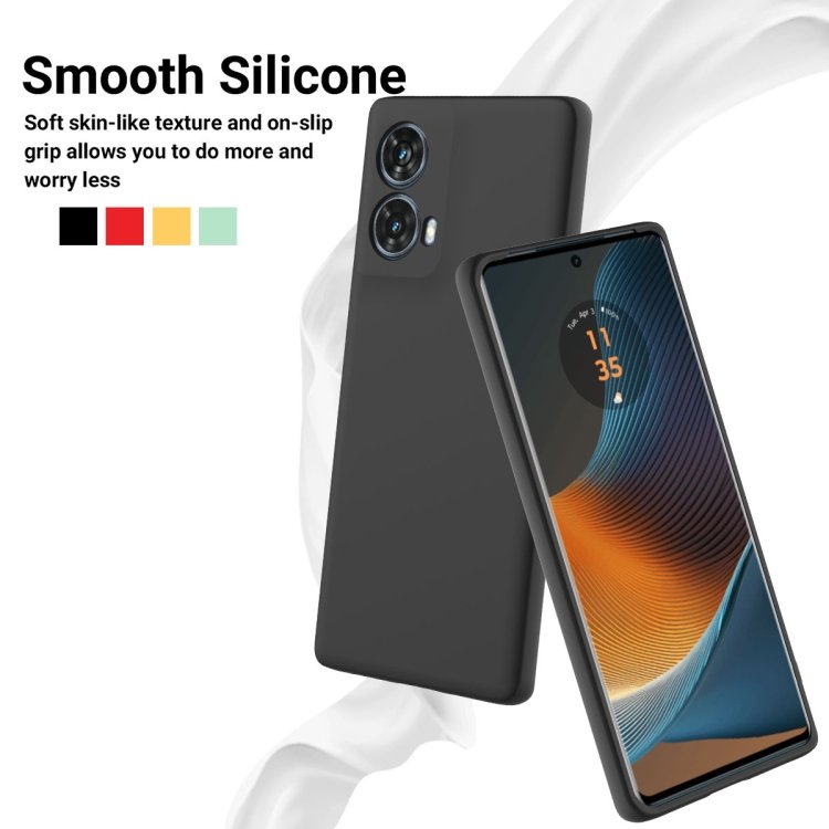 For Motorola S50 Neo Case, Pure Color Liquid Silicone Shockproof Protective Case Mobile Phone Case with Lanyard