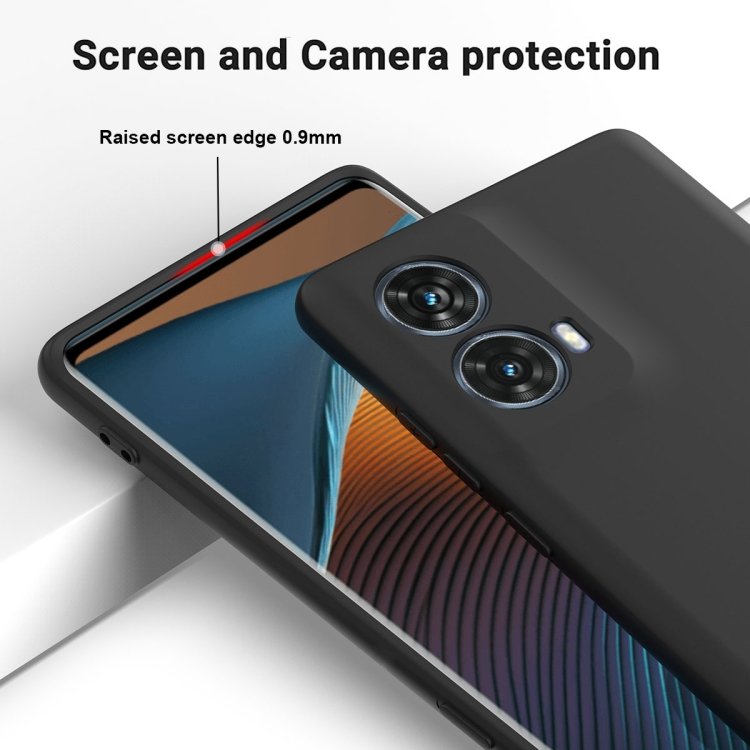 For Motorola S50 Neo Case, Pure Color Liquid Silicone Shockproof Protective Case Mobile Phone Case with Lanyard
