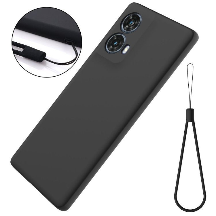 For Motorola S50 Neo Case, Pure Color Liquid Silicone Shockproof Protective Case Mobile Phone Case with Lanyard