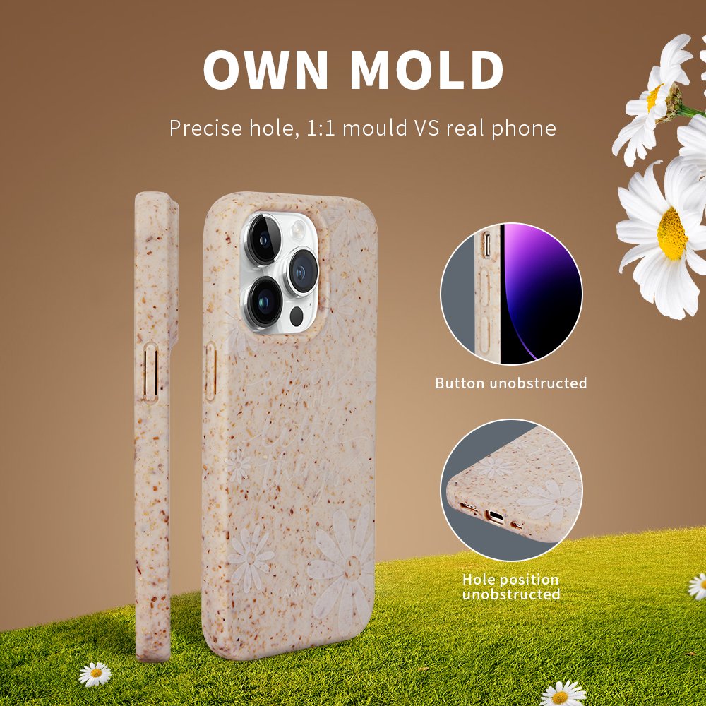 Custom Biodegradable Phone Cases Wheat Straw Recyclable Casing For iPhone 15 14 13 Pro Max S23 Mobile Phone Case Sustainable