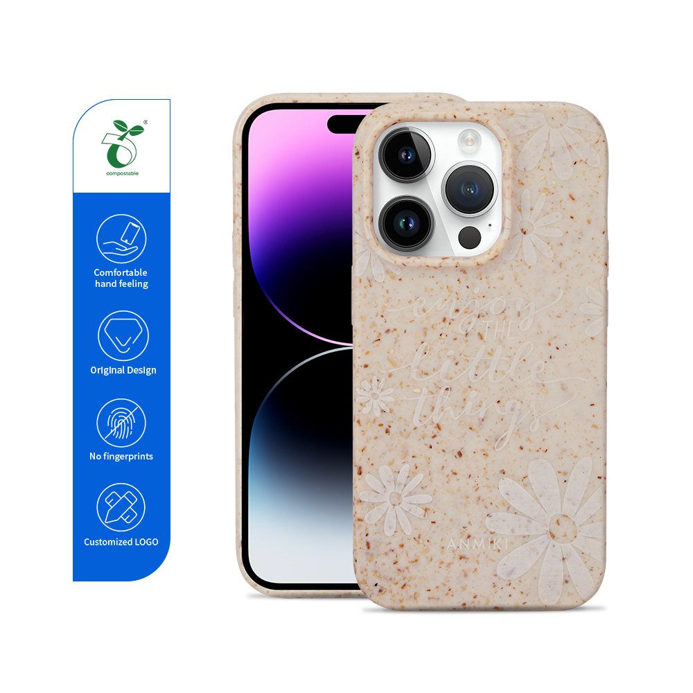 Custom Biodegradable Phone Cases Wheat Straw Recyclable Casing For iPhone 15 14 13 Pro Max S23 Mobile Phone Case Sustainable
