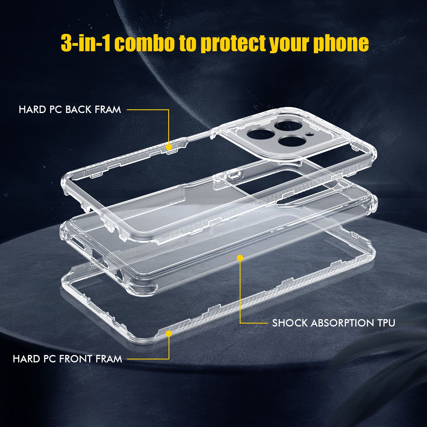 360 3 in 1 forros Clear Transparent Shockproof Mobile Phone Case Back Cover Linings for Tecno Spark Go 1 Camon 30S Pro Case