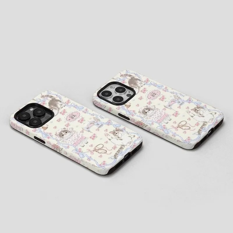 Cute Tailor Cat Cartoon Phone Case For IPHONE 15PRO MAX 14 13 12 11 PRO Plus 15pro Acrylic TPU Two in one Mobile Phone Cases