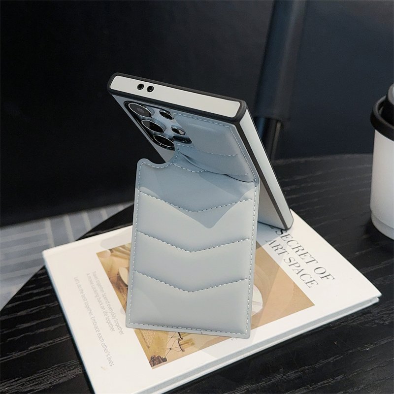 Luxury Down Jacket Magnetic PU Leather Phone Case For Samsung S23 S24 Ultra With Lnvisibility Stand Card Holder Shockproof Cover