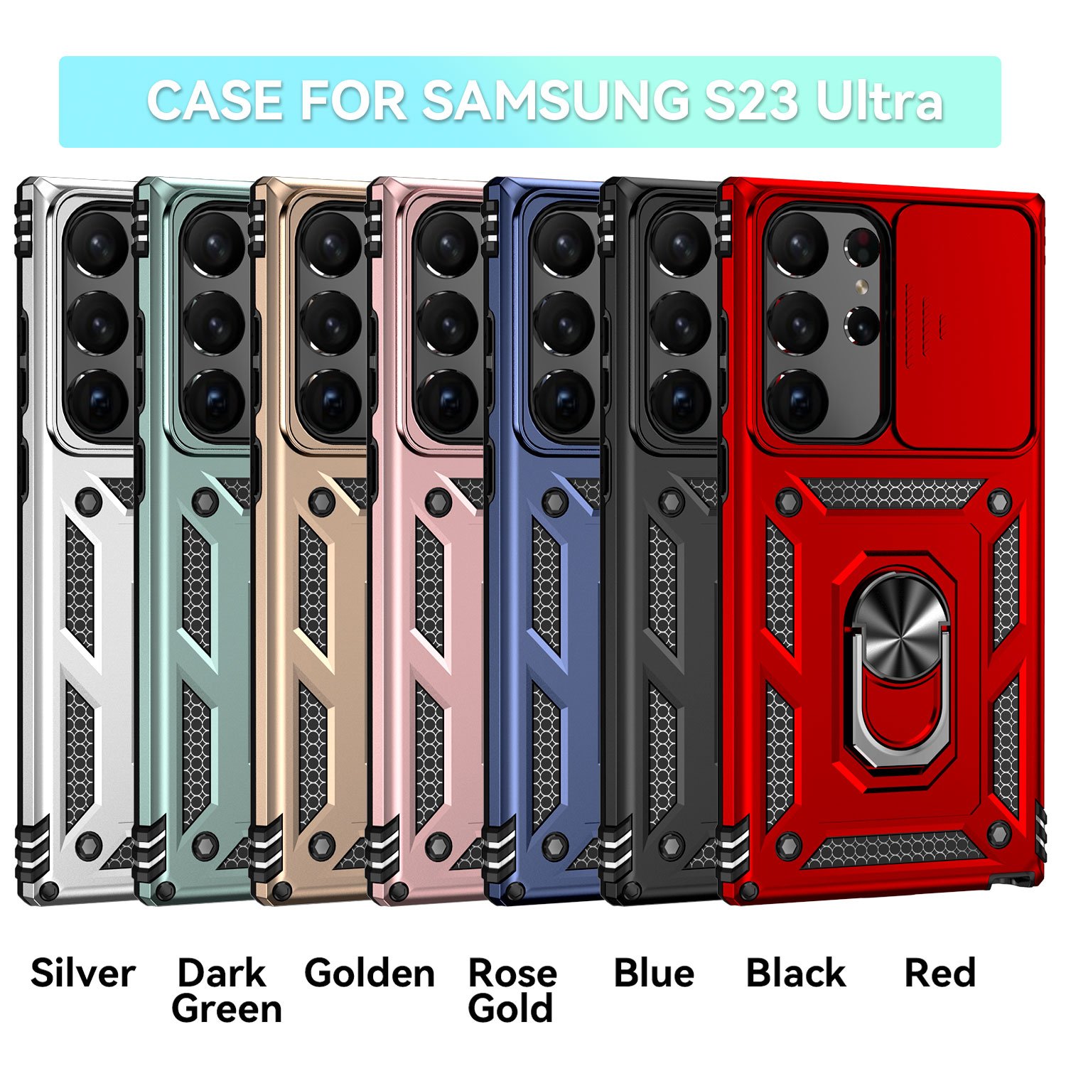 for Samsung S23 Ultra Galaxy S22 Plus Case CamShield Case, with Slide Camera Cover Protector PC+TPU Phone Cover S23 Ultra