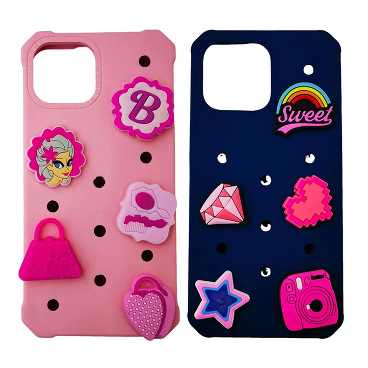 Mobile Accessories Charm Decoration Silicone Cover Hollow Hole Phone Case For Iphone 15 Pro 15 14 13 12 11 Xr Xs Max 7 8 Plus 16