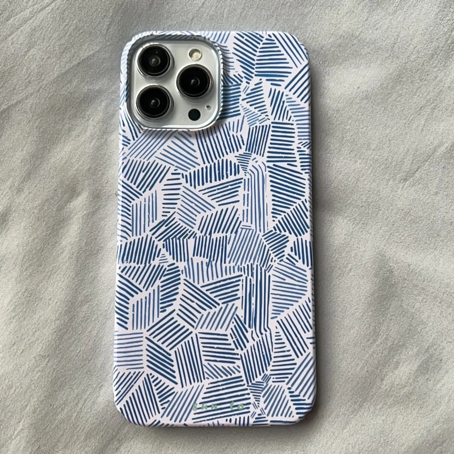 Creative Blue Stripes Case For IPHONE 15PRO MAX 14 13 PRO 13 PRO MAX 15 15PLUS 15PRO Acrylic Hard Mobile Phone Cases