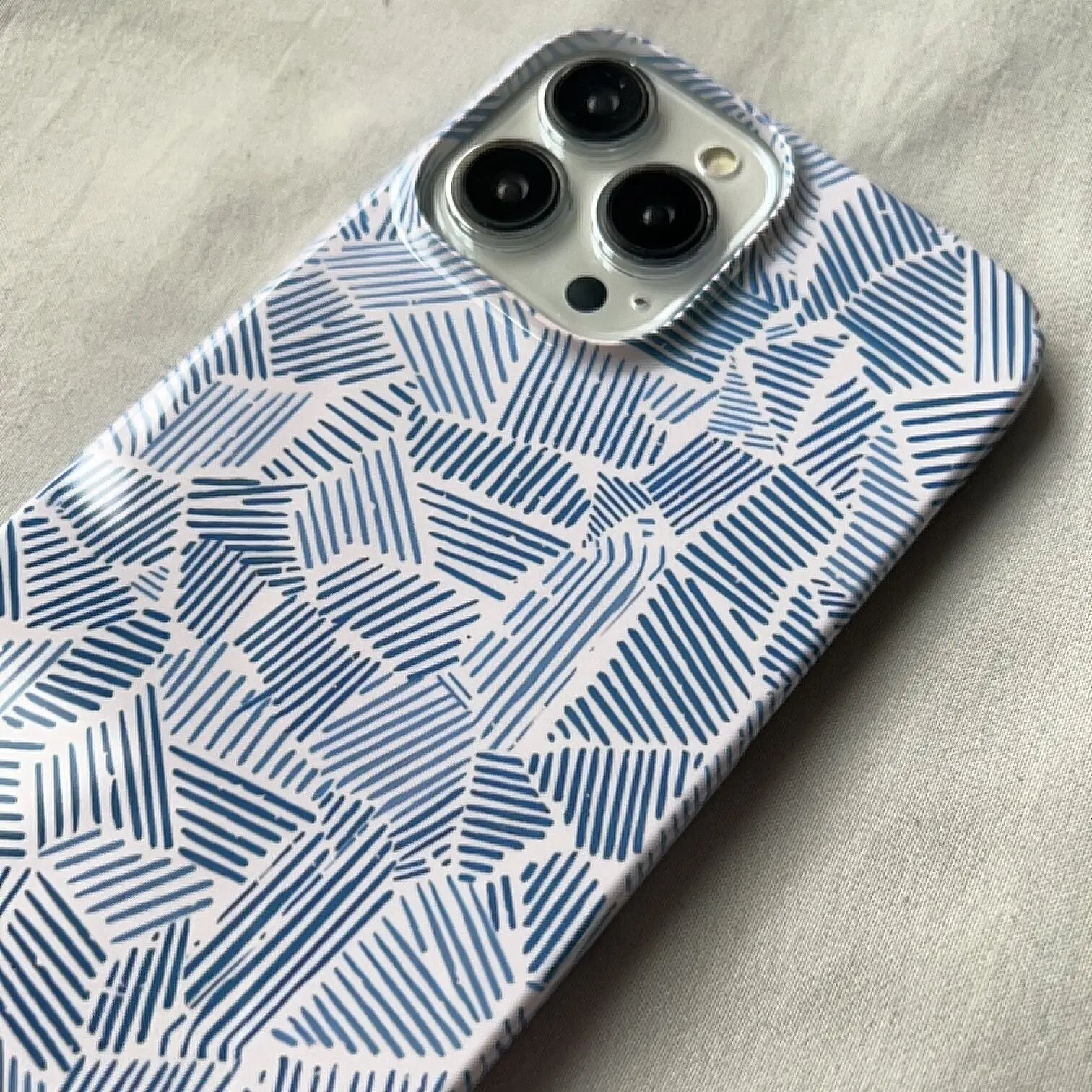 Creative Blue Stripes Case For IPHONE 15PRO MAX 14 13 PRO 13 PRO MAX 15 15PLUS 15PRO Acrylic Hard Mobile Phone Cases