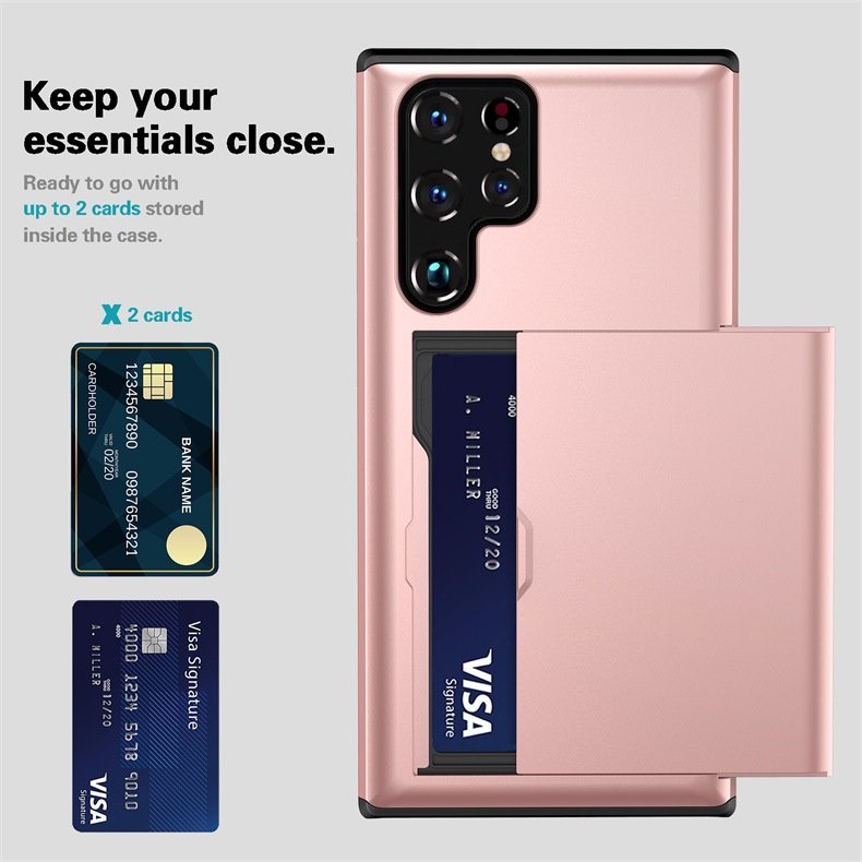 Business hybrid wallet mobile Phone Cases For Samsung S24 plus Case Slide Armor Wallet Card Slots Cover Cell Phone Accessories