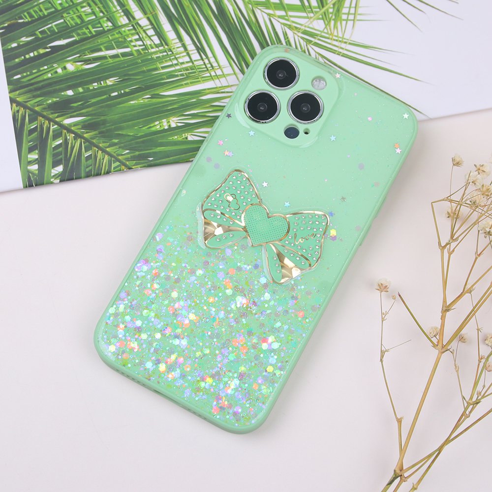 Cell phone accessories full package straight edge drip tape glitter bow phone case for iphone