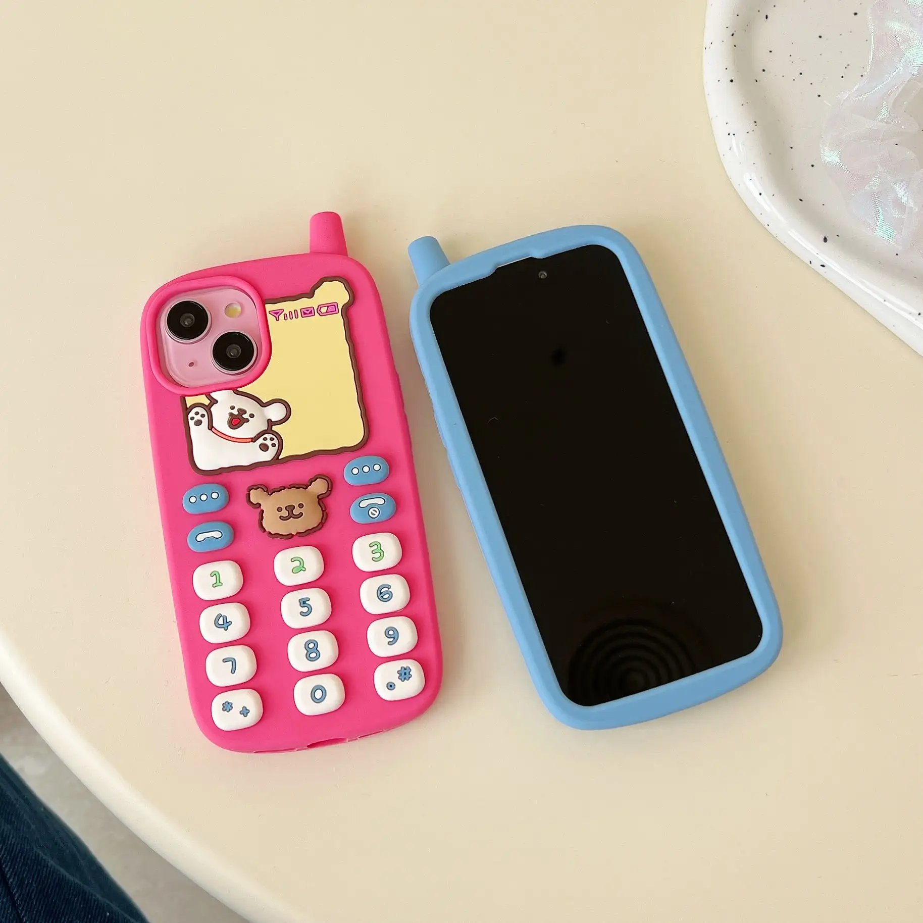 3d Cellular Silicone Mobile Phone Case For iPhone 16 15 14 13 12 11 Pro max Press key Cartoon Shockproof Phone Back Cover
