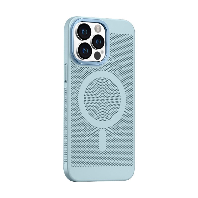 2024 New Slim Summer Cooling Wireless Charging PC Mobile Phone Cases for iPhone 16 15 14 Pro Max Breathable Magnetic Phone Cases